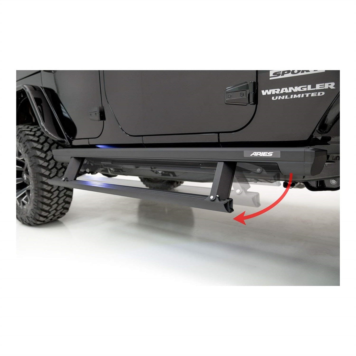Aries Automotive (Black) ActionTrac Powered Running Boards for Jeep Wrangler JL Unlimited 4 Door Models