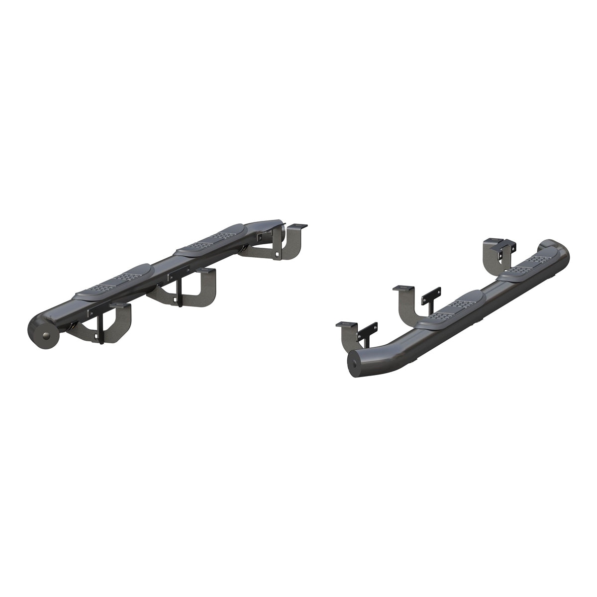 Aries Automotive 3" Round Semi-Gloss Black Steel Side Bars for 2018-C Jeep Wrangler JL Unlimited 4 Door Models 35701