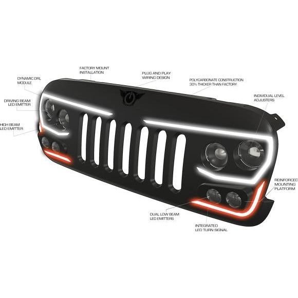 ORACLE Lighting Vector Grill for 07-18 Jeep Wrangler JK 2 Door & Unlimited 4 Door Models 5817-PRO