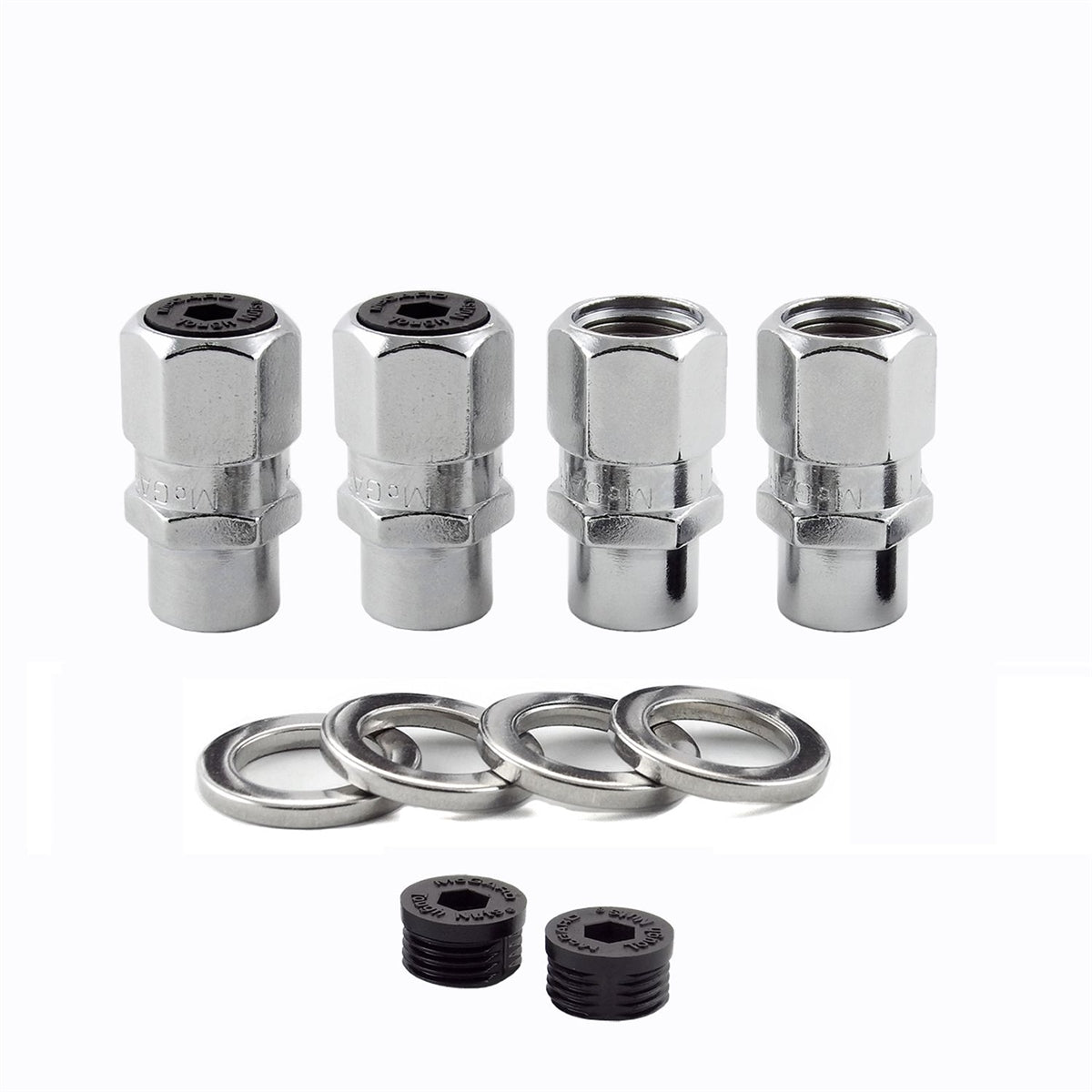 McGard Chrome Drag Racing Short .490 Shank Style Lug Nut Set (M12 x 1.5 Thread Size) - Set of 4 Lug Nuts and 4 Washers fits 2021-C Ford Bronco 60129
