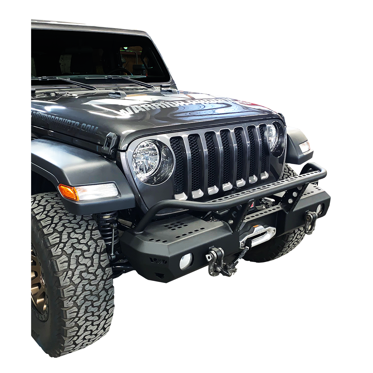 Warrior Products MOD Series Front Mid-Width Bumper with Brush Guard for 2018-C JL - Gladiator JT 6538