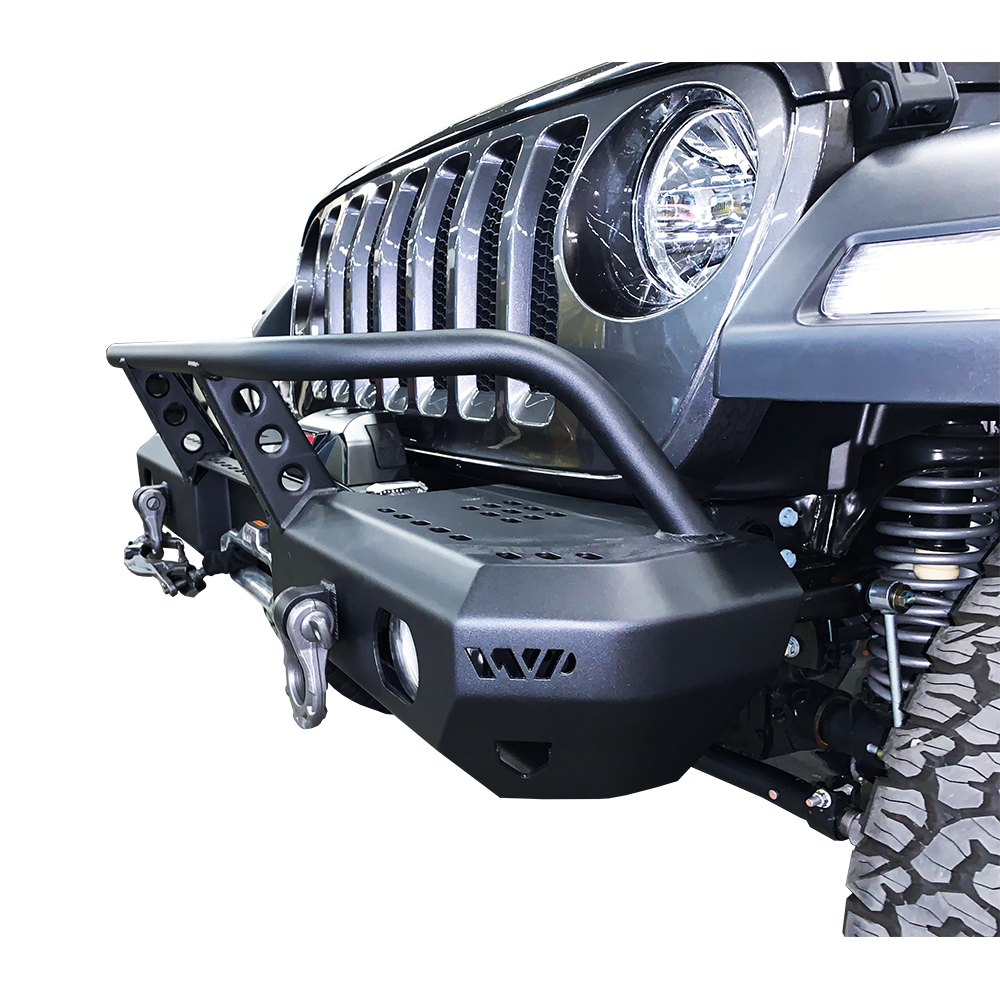 Warrior Products MOD Series Front Mid-Width Bumper with Brush Guard for 2018-C JL - Gladiator JT 6538