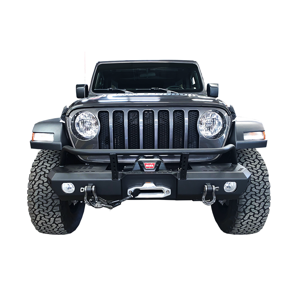 Warrior Products MOD Series Front Mid-Width Bumper with Brush Guard for 2018-C JL - Gladiator JT 6538