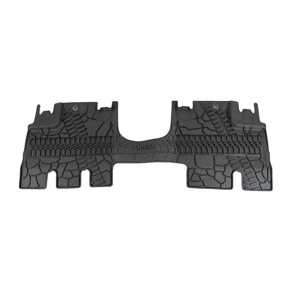MOPAR Front & Rear Slush Mat Kit With Jeep Logo For 2014-18 Jeep Wrangler Unlimited 4 Door Models 82213860