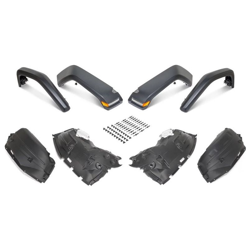 Mopar High Top Fender Flares Kit with LED Lights Textured Black (Front - Rear) for 18-C Jeep Wrangler JL (Rubicon) 82215743AC