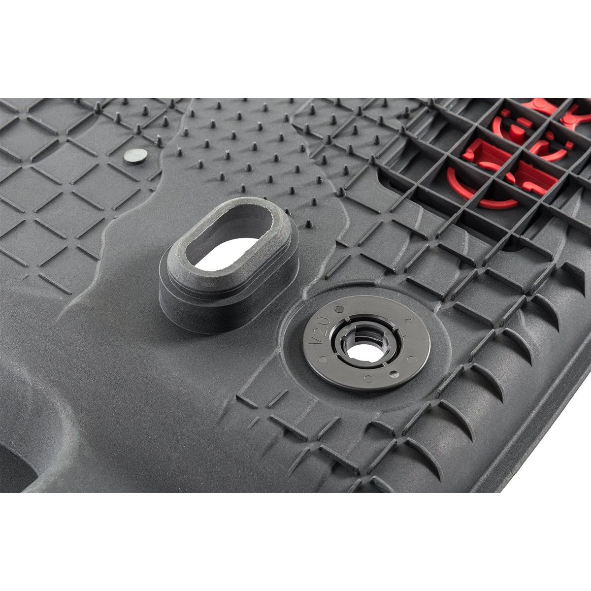 Mopar All-Weather Front & Rear Floor Liner Set (Red logo) for 2018-C Jeep Wrangler JLU 4 Door Models 82216623AA