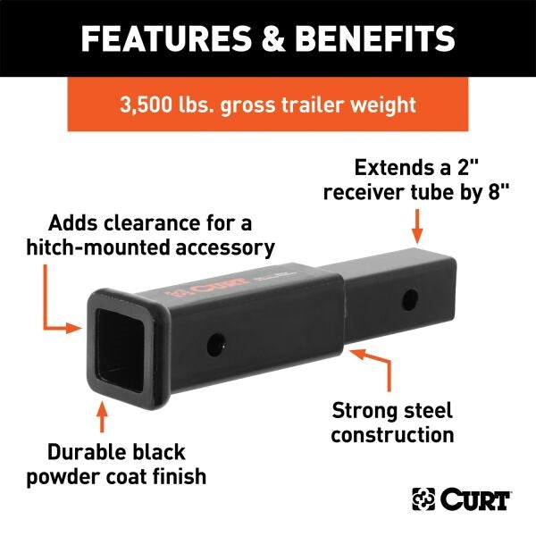 Curt Manufacturing 8" Receiver Tube Extender (2" Shank - 3500 lbs.) CUR45791