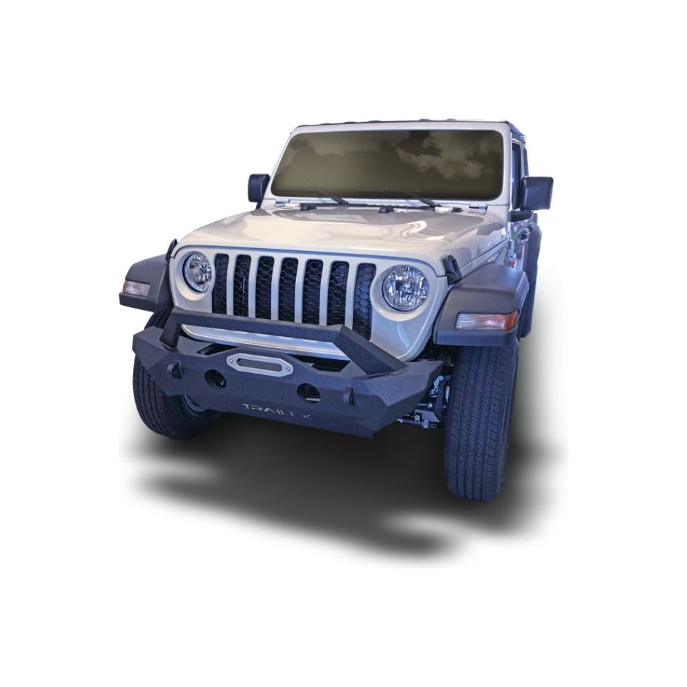 TrailFX Stubby Bumper with Skid Plate and Winch Mount for 2018-C JL - JT JL08T