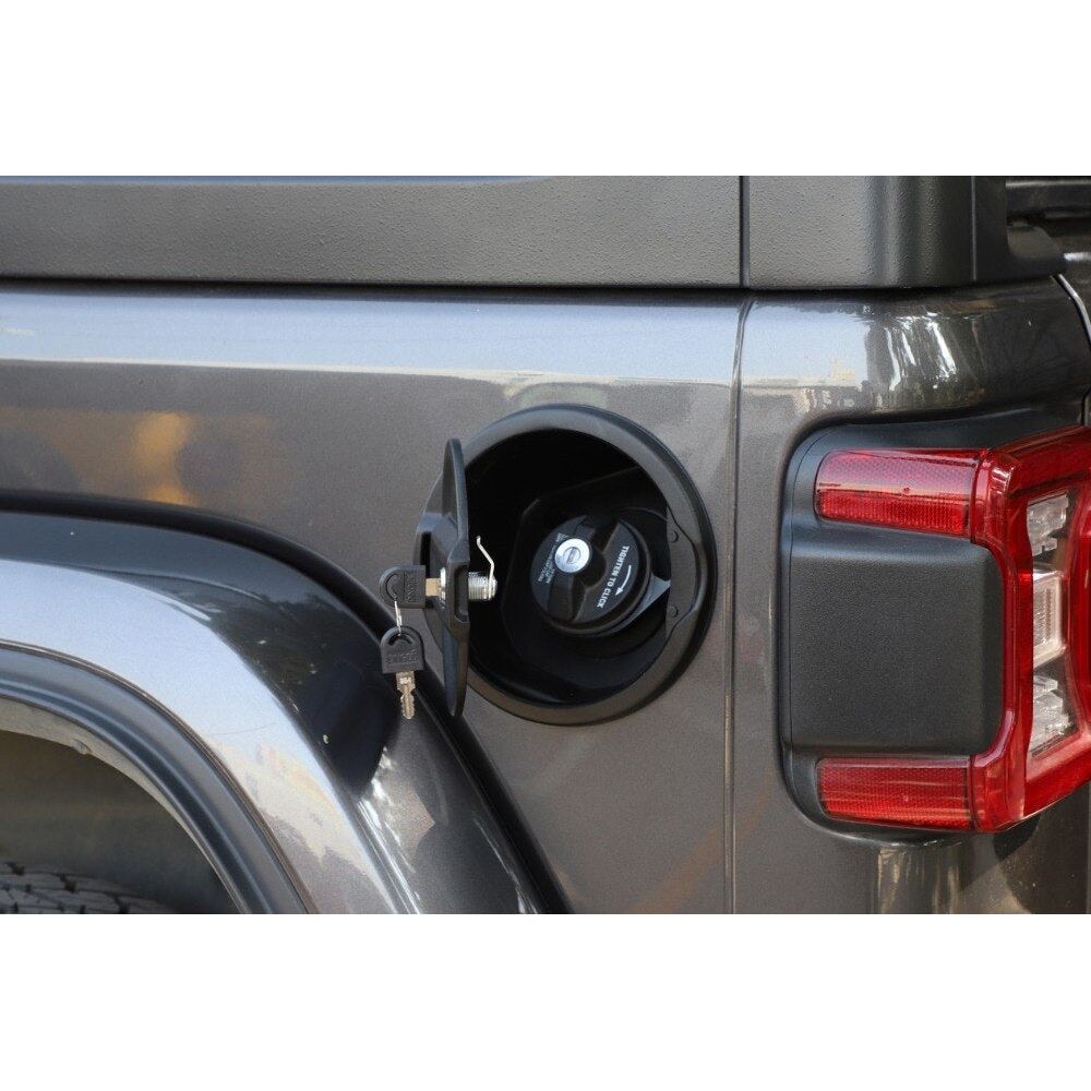 Black Fuel Door Cover Gas Tank Cap with Lock Exterior for 18-C Jeep Wrangler JL & Gladiator JT JL1030