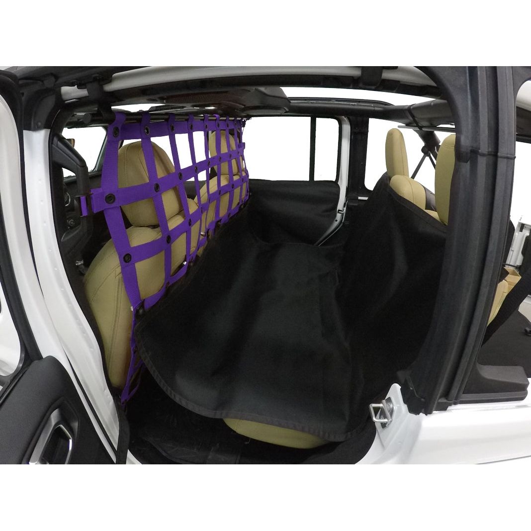 Pet Divider with hammock and door protectors for JLU 4 door behind front seats Webbing Yellow