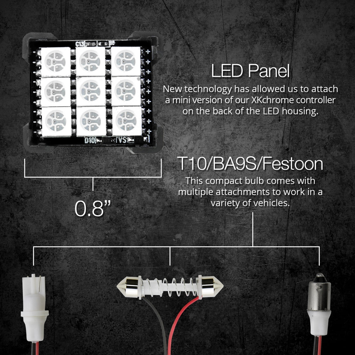 XK Glow LED Dome Light Bulb Kit with XKchrome Smartphone App Controlled XK-BULB-PANEL
