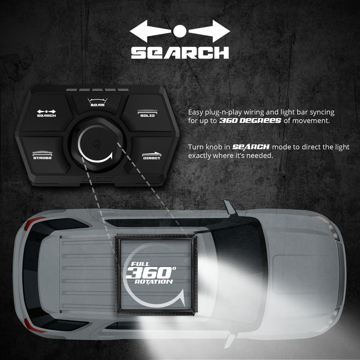 XK Glow SAR 90 Degree 1PC Search & Rescue Light Bar Kit (1x20" Bar + Controller) XK-SAR90-1