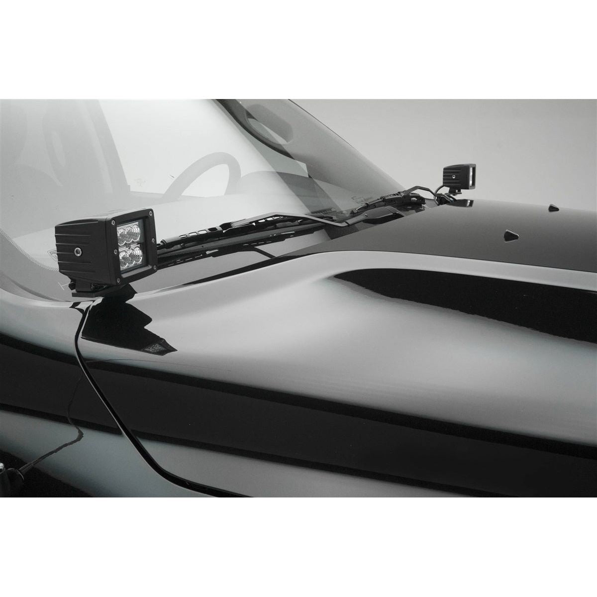 Ford Hood Hinge LED Bracket to mount (2) 3 Inch LED Pod Lights