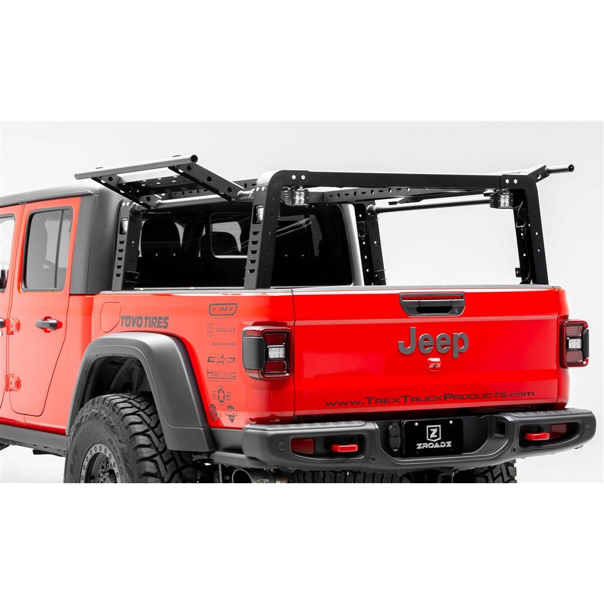 ZRoadZ Overland Access Rack With Side Gates, Incl. (4) 3 Inch ZROADZ LED Pod Lights Z834101