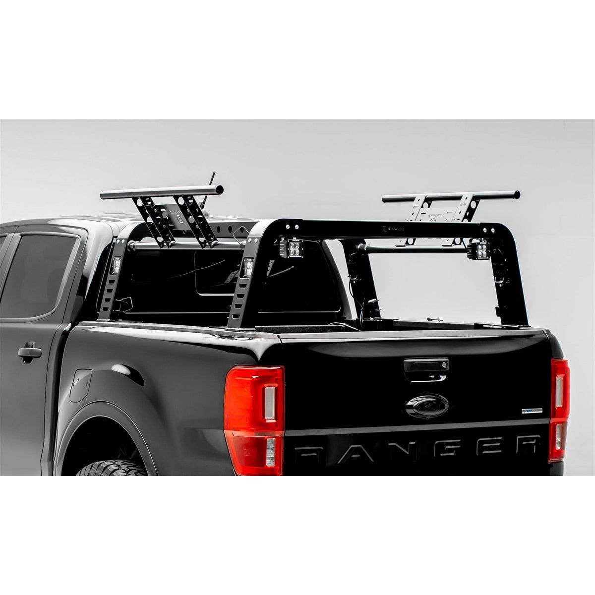 ZRoadZ Overland Access Rack With Side Gates Incl. (4) 3 Inch ZROADZ LED Pod Lights (2019-2020 Ford Ranger) Z835101