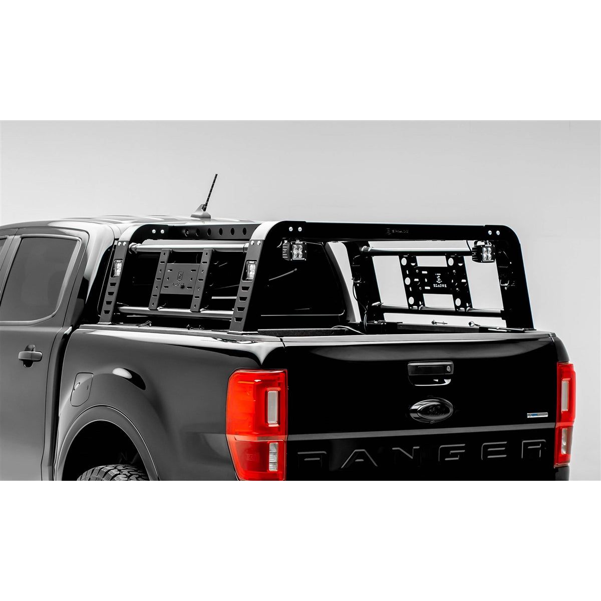 ZRoadZ Overland Access Rack With Side Gates Incl. (4) 3 Inch ZROADZ LED Pod Lights (2019-2020 Ford Ranger) Z835101