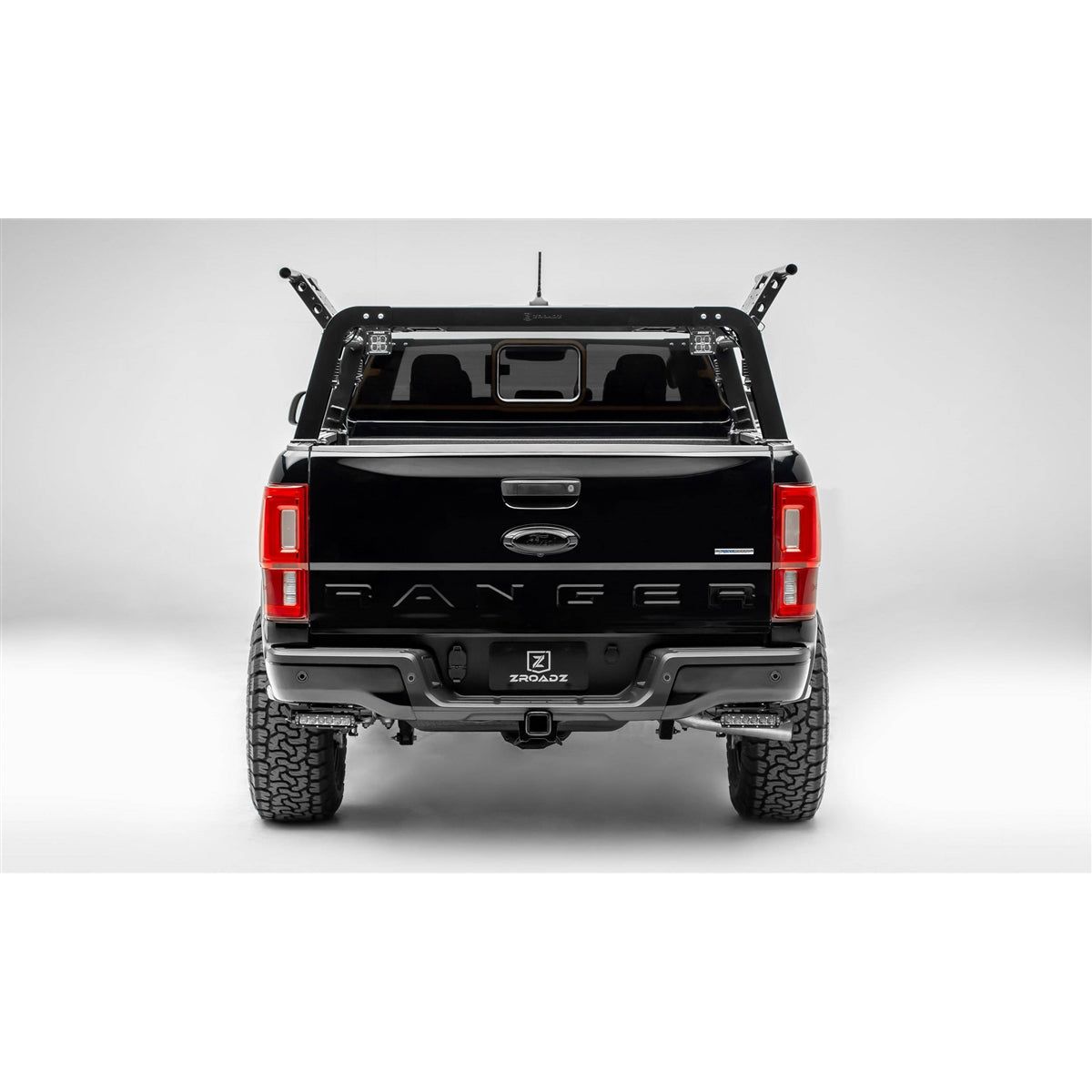 ZRoadZ Overland Access Rack With Side Gates Incl. (4) 3 Inch ZROADZ LED Pod Lights (2019-2020 Ford Ranger) Z835101