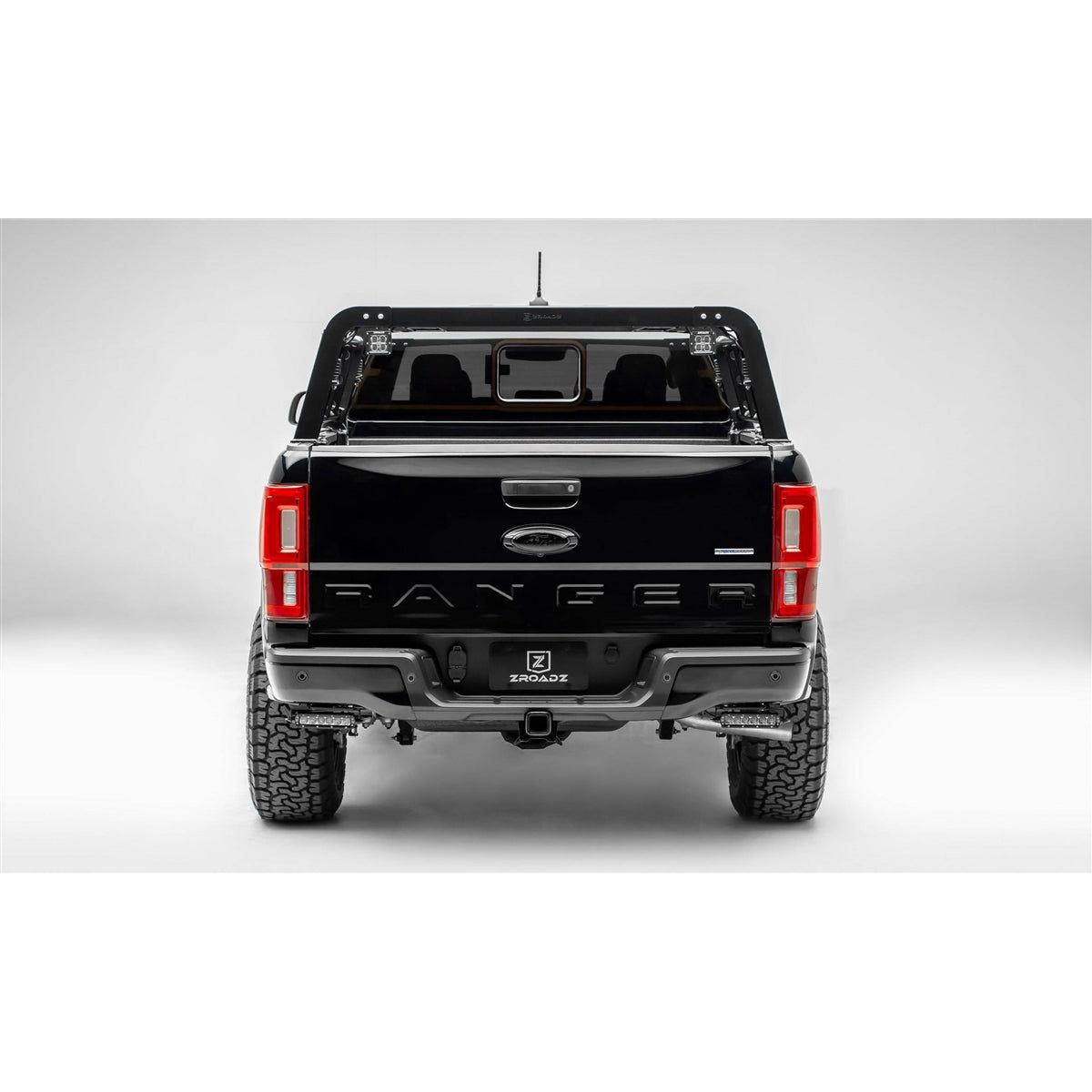 ZRoadZ Overland Access Rack With Side Gates Incl. (4) 3 Inch ZROADZ LED Pod Lights (2019-2020 Ford Ranger) Z835101
