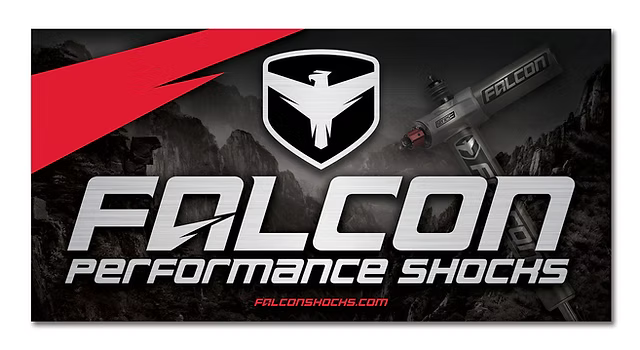 Falcon Performance Off-Road Shocks logo showcasing advanced suspension engineering for durability and control.