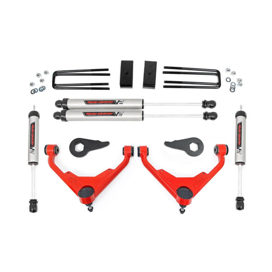 ROUGH COUNTRY 3 Inch Lift Kit | V2 | FK/FF | Chevy/GMC Sierra/Silverado 2500 HD Suburban/Yukon XL 2500 (01-10) | 859870RED