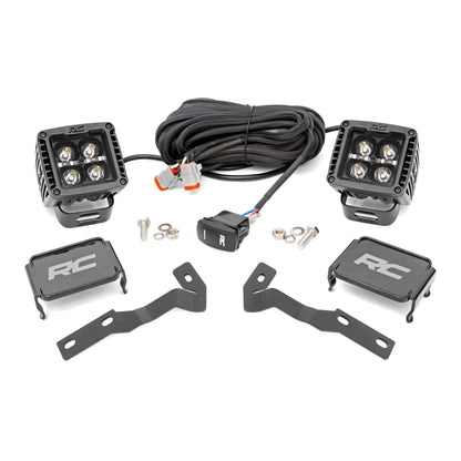 ROUGH COUNTRY LED Light Kit | Ditch Mount | 2" Black Pair | Amber DRL | Toyota Tacoma (16-23) | 71083