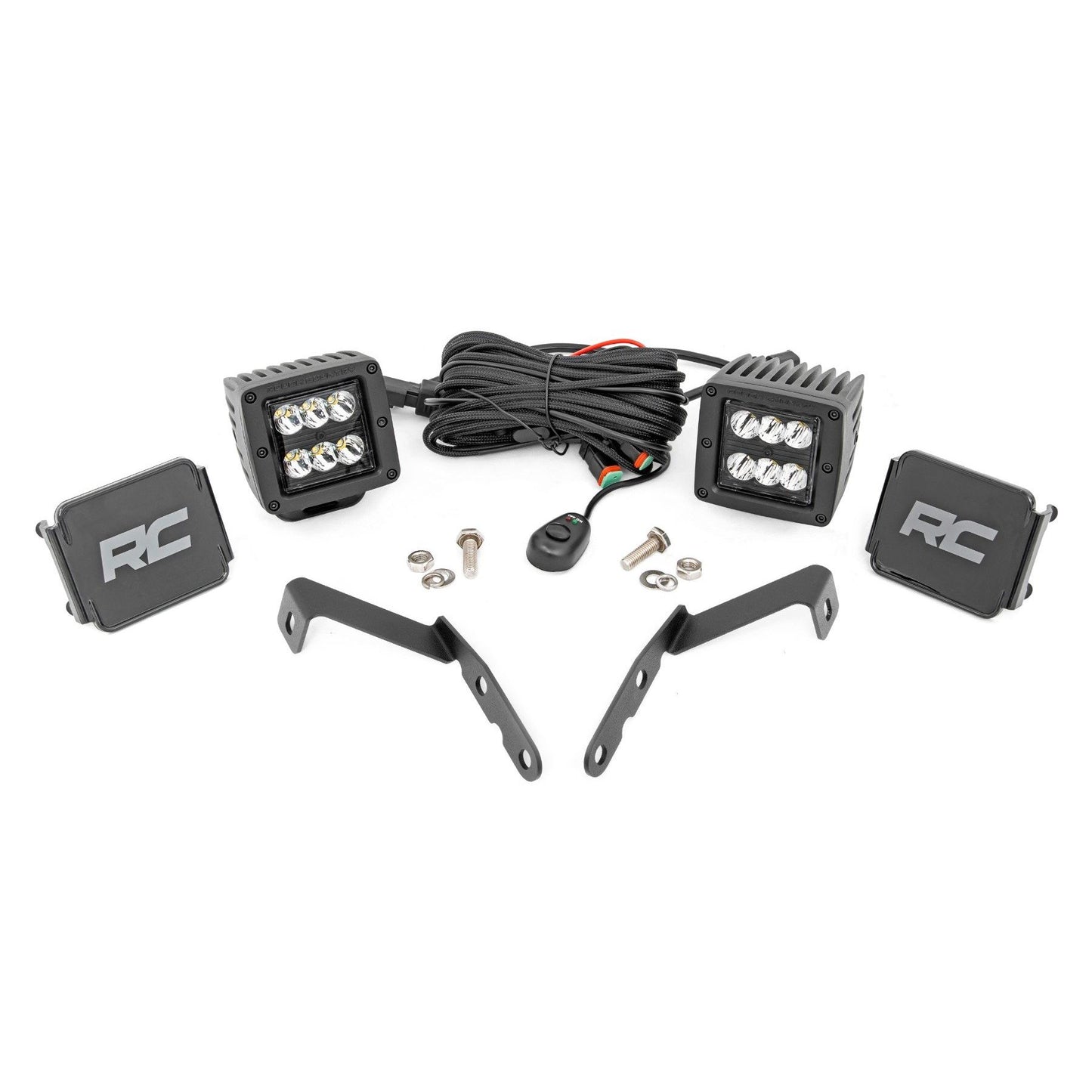 ROUGH COUNTRY LED Light Kit | Ditch Mount | 2" Black Pair | Spot | Chevy 1500 & Chevy/GMC 2500HD/3500HD (07-14) | 71058