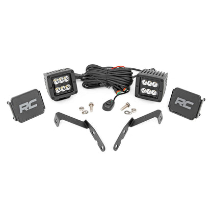 ROUGH COUNTRY LED Light Kit | Ditch Mount | 2" Black Pair | Spot | Chevy 1500 & Chevy/GMC 2500HD/3500HD (07-14) | 71058