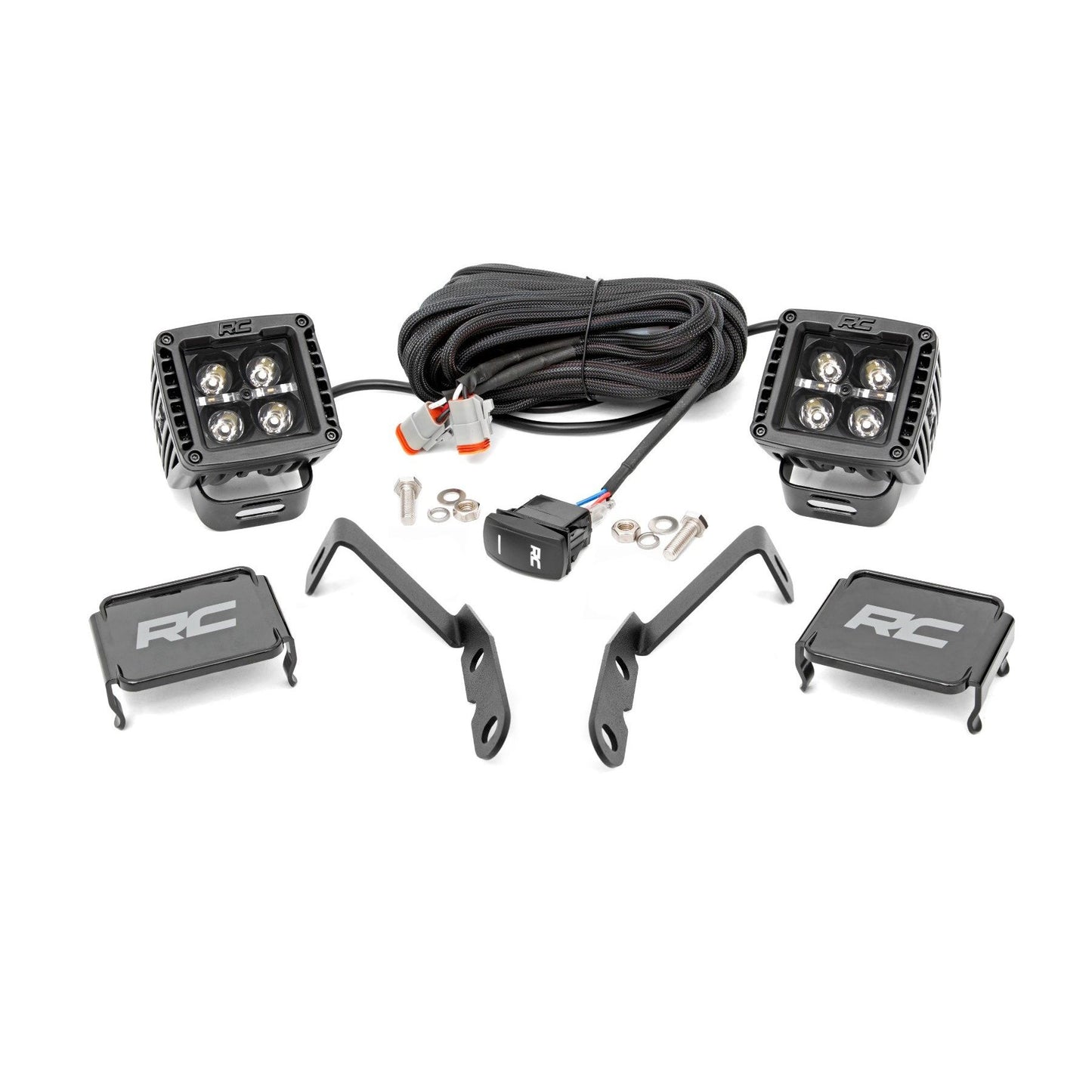 ROUGH COUNTRY LED Light | Ditch Mount | 2" Black Pair | White DRL | Chevy 1500 (2007-2013) | 71060