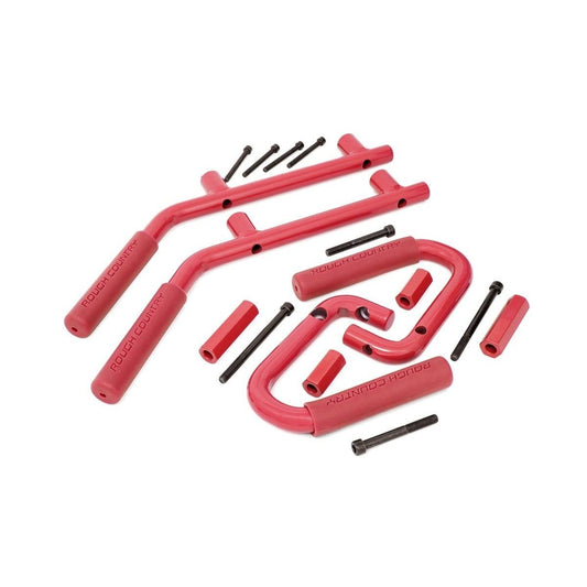 ROUGH COUNTRY Grab Handles | Steel | FR & RR | Red | Jeep Wrangler JK/Wrangler Unlimited (07-18) | 6503RED
