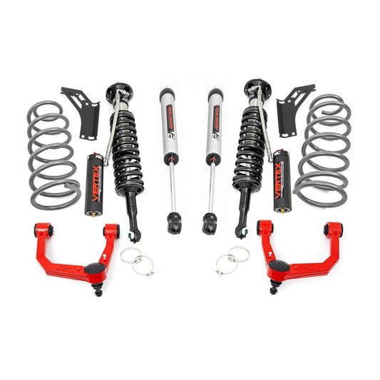 ROUGH COUNTRY 3 Inch Lift Kit | Upper Control Arms | RR Coils | Vertex/V2 Struts | Toyota 4Runner (10-24) | 76658RED