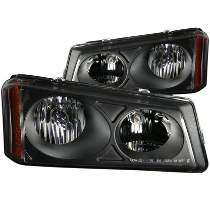 Anzo USA | Crystal Headlight Set Clear Lens Black Housing Pair | Fits Silverado 1500 | 111009