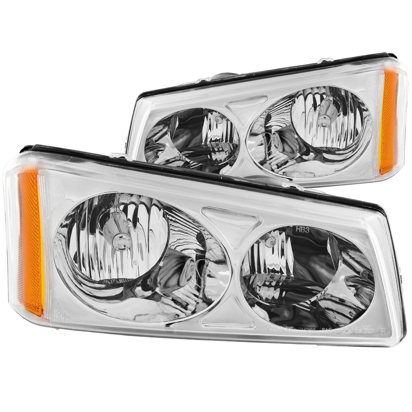 Anzo USA | Crystal Headlight Set Clear Lens Chrome Housing Pair | Fits Silverado 1500 | 111010