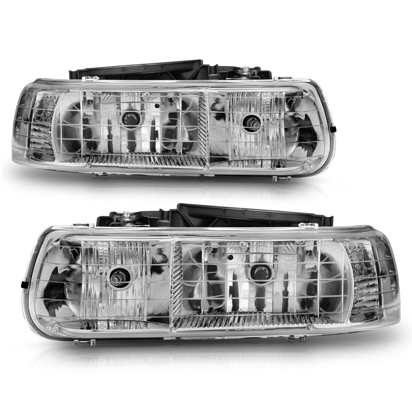 Anzo USA | Crystal Headlight Set Clear Lens Chrome Housing Pair | Fits Silverado 1500 | 111011