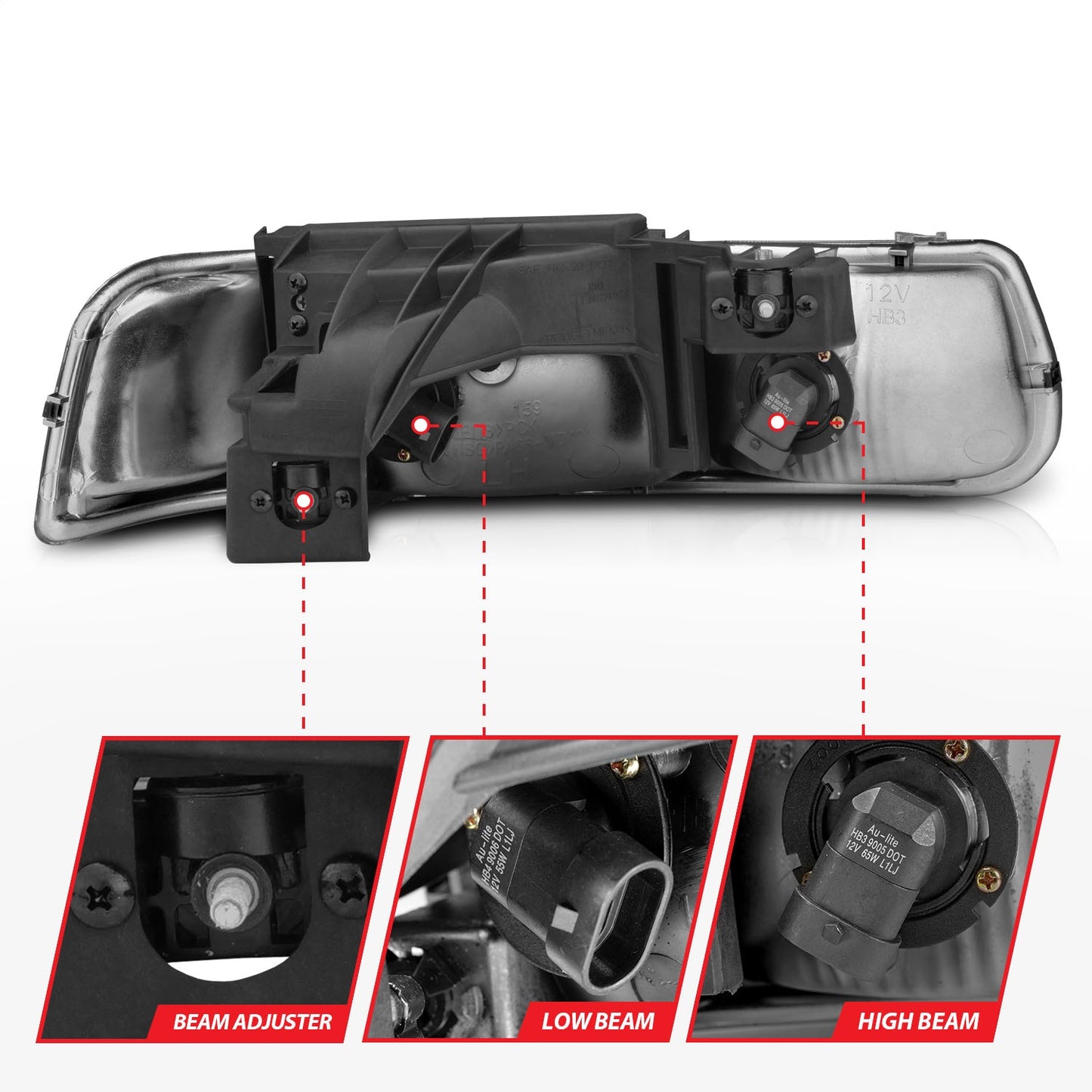 Anzo USA | Crystal Headlight Set Clear Lens Chrome Housing Pair | Fits Silverado 1500 | 111011