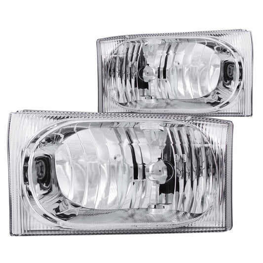 Anzo USA | Crystal Headlight Set Clear Lens Chrome Housing Pair | Fits F-250 Super Duty | 111023