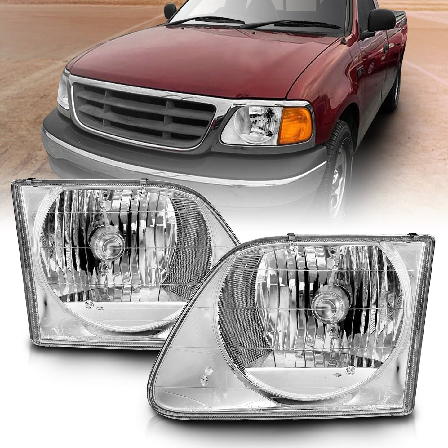 Anzo USA | Crystal Headlight Set Clear Lens Chrome Housing Pair | Fits F-150 | 111030