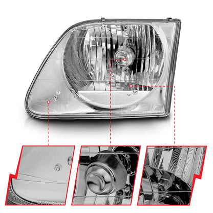 Anzo USA | Crystal Headlight Set Clear Lens Chrome Housing Pair | Fits F-150 | 111030
