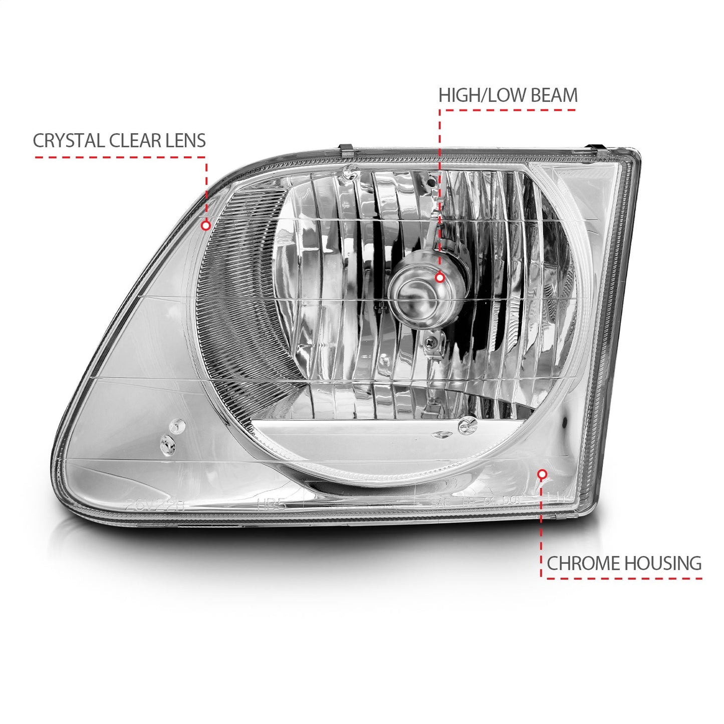Anzo USA | Crystal Headlight Set Clear Lens Chrome Housing Pair | Fits F-150 | 111030