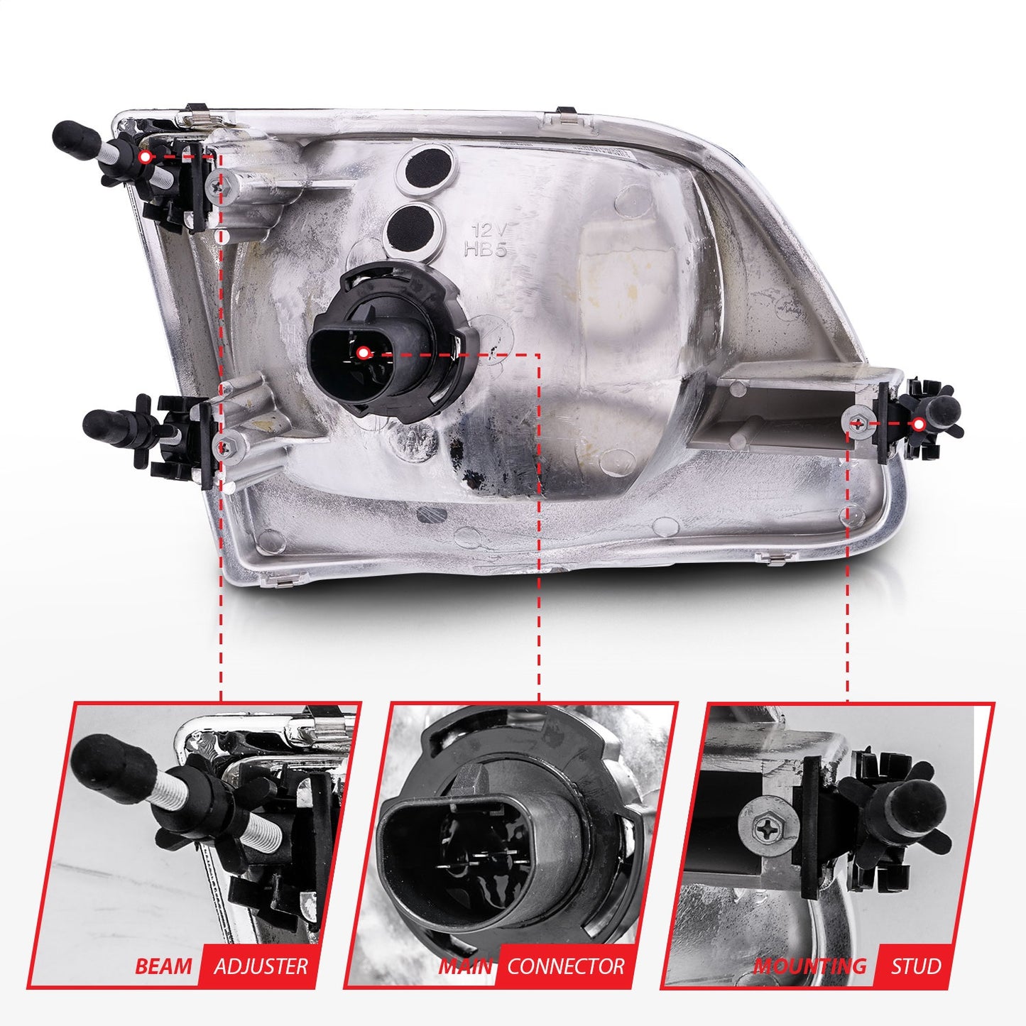 Anzo USA | Crystal Headlight Set Clear Lens Chrome Housing Pair | Fits F-150 | 111030