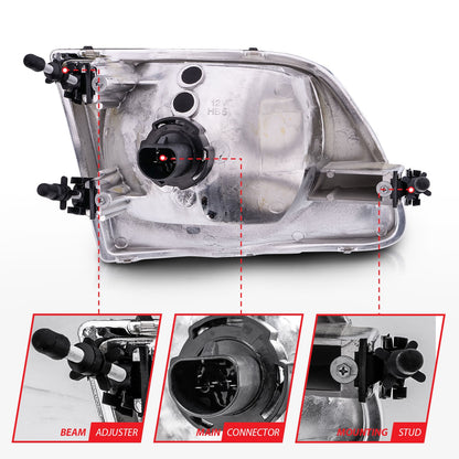 Anzo USA | Crystal Headlight Set Clear Lens Chrome Housing Pair | Fits F-150 | 111030
