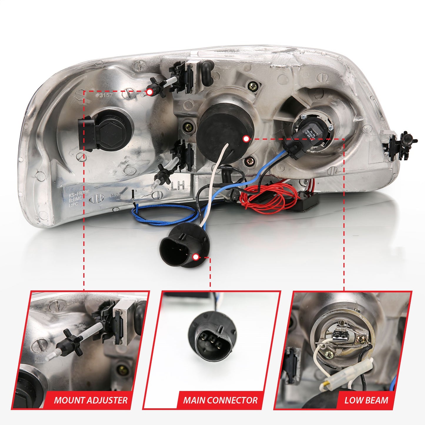 Anzo USA | Projector Headlight Set w/Halo Clear Lens Chrome Housing LED Halo Pair | Fits F-150 | 111032