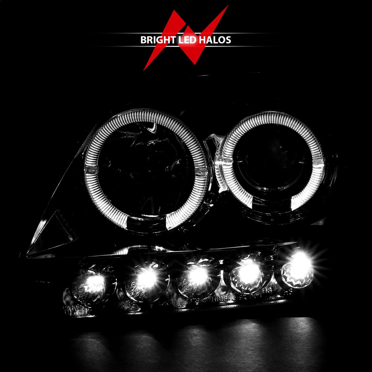 Anzo USA | Projector Headlight Set w/Halo Clear Lens Chrome Housing LED Halo Pair | Fits F-150 | 111032