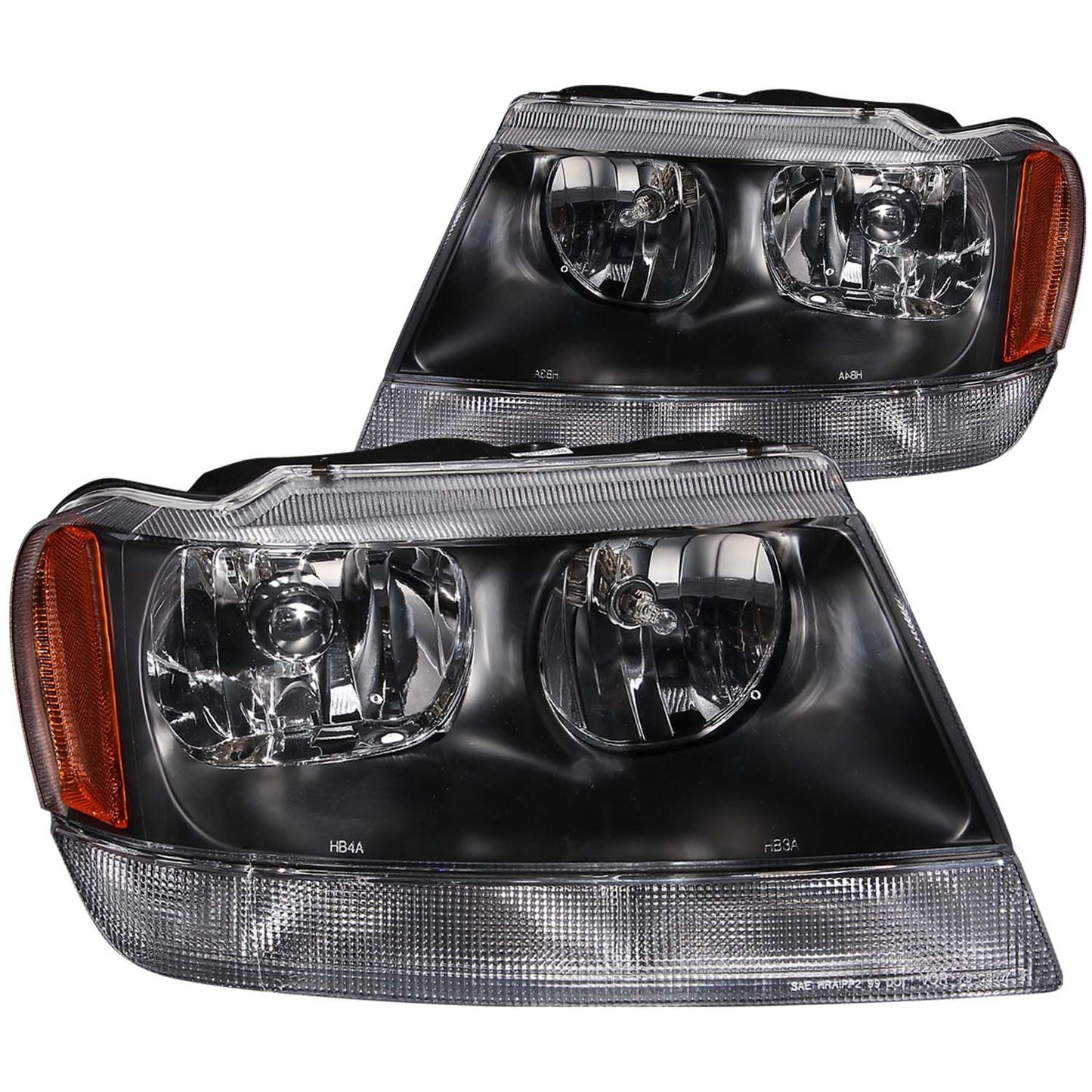 Anzo USA | Crystal Headlight Set Clear Lens Black Housing Pair | Fits Grand Cherokee | 111042