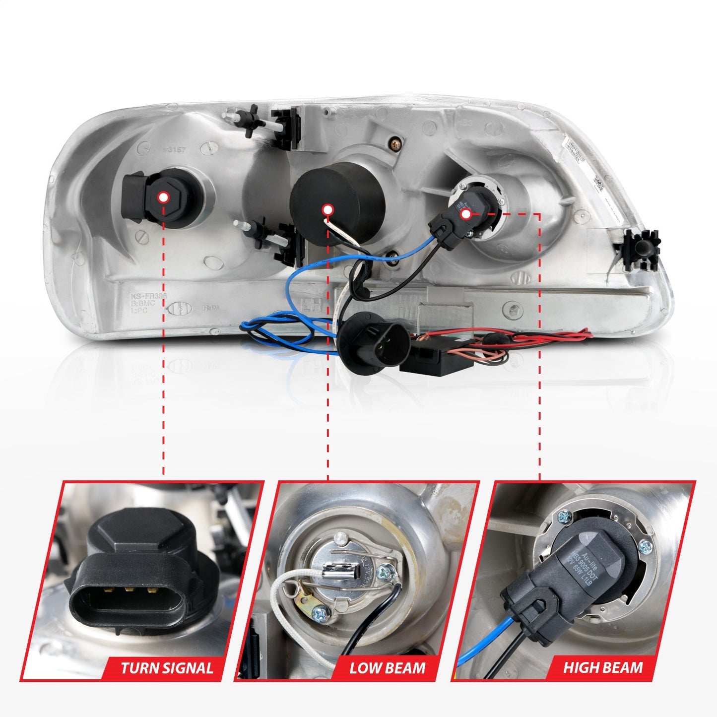 Anzo USA | Projector Headlight Set w/Halo Clear Lens Chrome Housing RX Halo/LED Pair | Fits F-150 | 111054