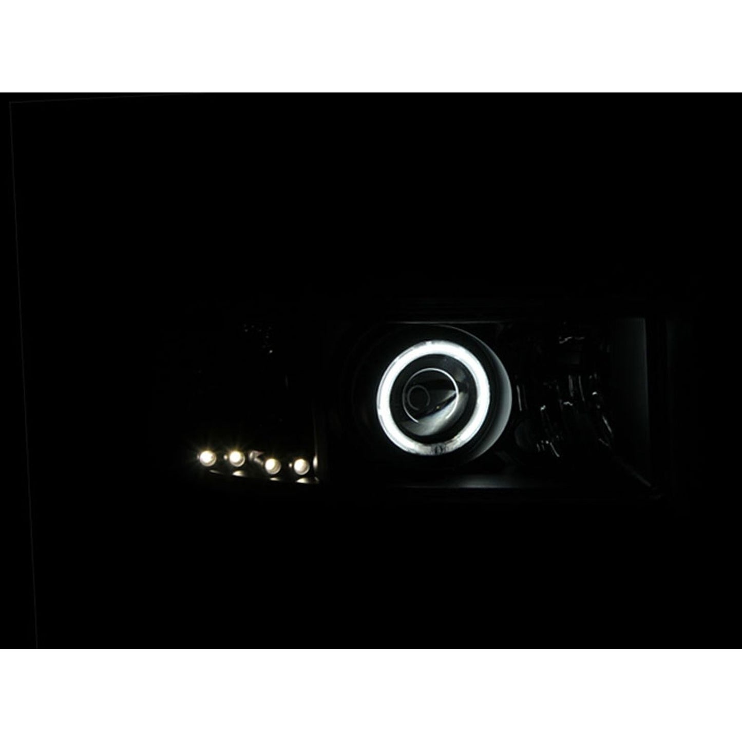 Anzo USA | Projector Headlight Set w/Halo Clear Lens Black Housing RX Halo Pair | Fits Ram 1500 | 111065