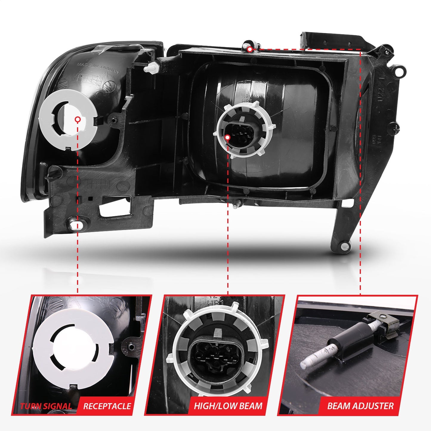 Anzo USA | Crystal Headlight Set Clear Lens Black Housing w/Corner Lights 2 pc. Pair | Fits Ram 1500 | 111067