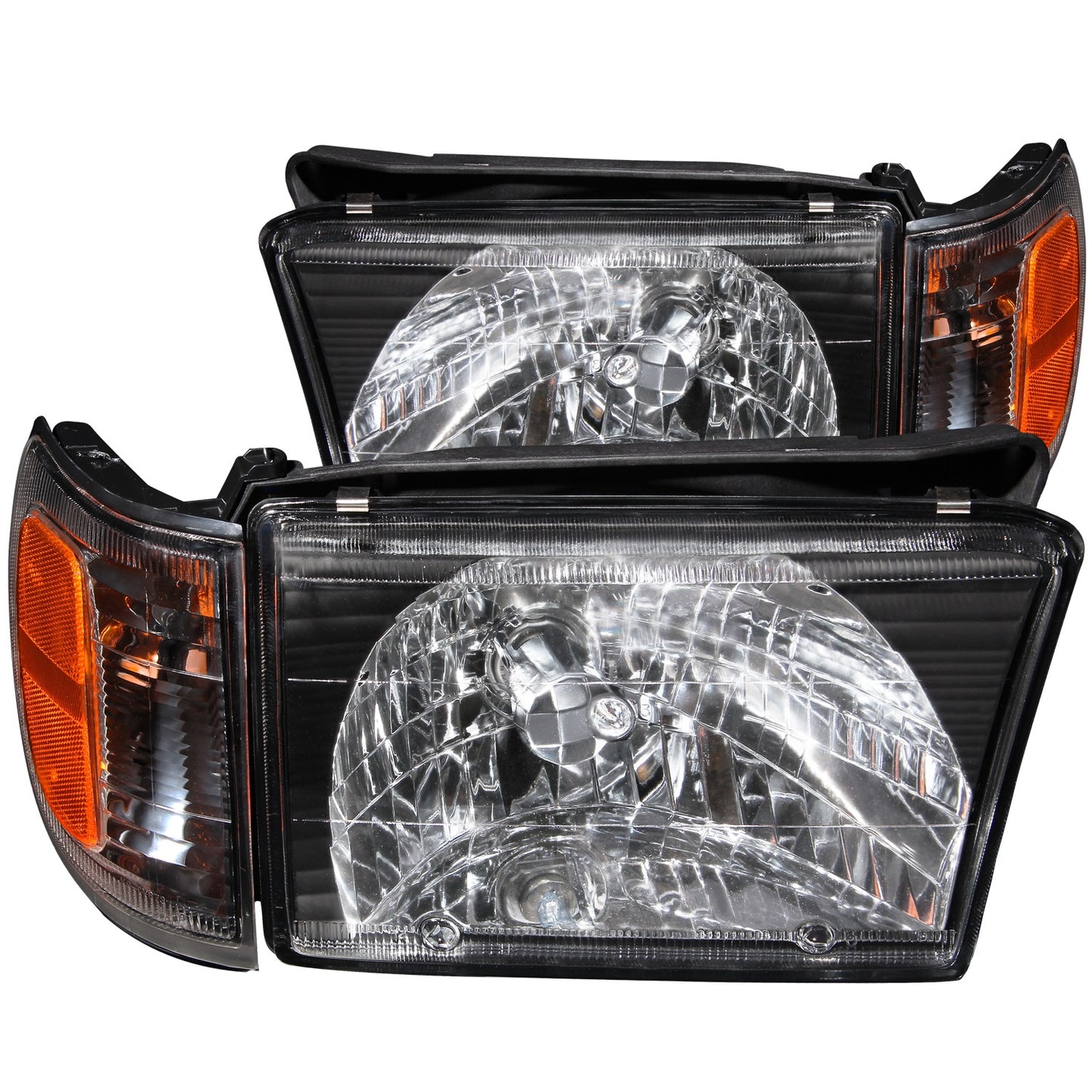 Anzo USA | Crystal Headlight Set Clear Lens Black Housing w/Corner Lights 2 pc. Pair | Fits 4Runner | 111077
