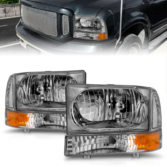 Anzo USA | Crystal Headlight Set Clear Lens Chrome Housing w/Corner Lights 2 pc. Pair | Fits F-250 Super Duty | 111081