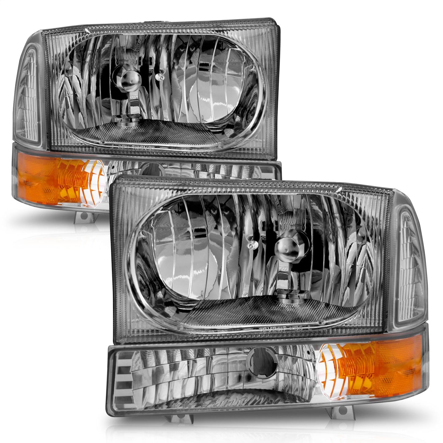 Anzo USA | Crystal Headlight Set Clear Lens Chrome Housing w/Corner Lights 2 pc. Pair | Fits F-250 Super Duty | 111081