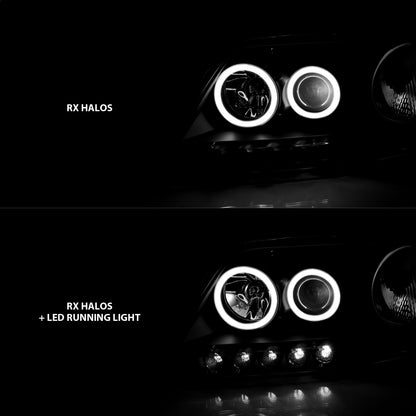 Anzo USA | Projector Headlight Set w/Halo Clear Lens Black Housing RX Halo w/LED Parking/Projector/Halo Pair | Fits F-150 | 111097